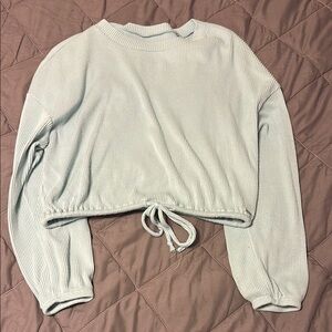 Hollister Gray Crop Tie Front Long Sleeve Sweatshirt